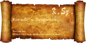 Korsós Szabolcs névjegykártya